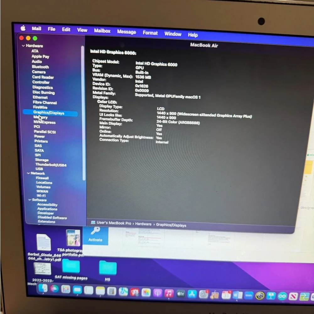 APPLE MACBOOK AIR A1466 13-EARLY-2015 i5-5250U@1.6GHz 8GB RAM 256GB NVMe macOS
